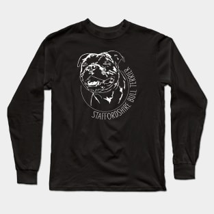 Staffordshire Bull Terrier lover dog portrait Long Sleeve T-Shirt